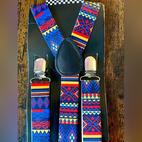 NWT Aztec Print Suspenders Y-Back Adjustable 1” Unisex - Picture 6 of 6